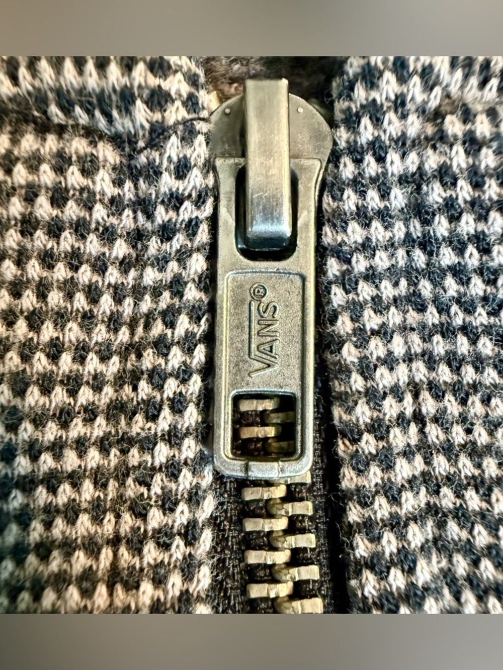 Vans Full Zip Hoodie Mens L Gray Black Logo Waffle Thermal Streetwear 🛹 - Picture 12 of 16